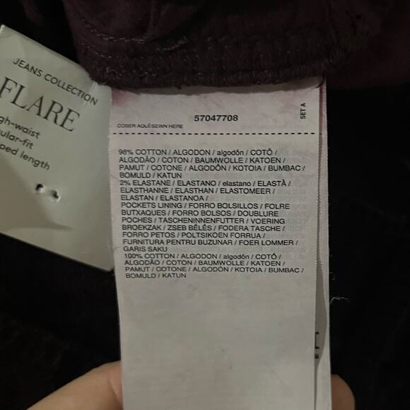 MNG Mango Women’s Flared Corduroy Jeans 4 Burgundy Cropped High Waist Retro NWT - Picture 9 of 10